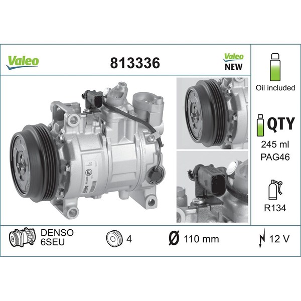 Kompressor, klimatanläggning 12V Valeo 813336 VALEO