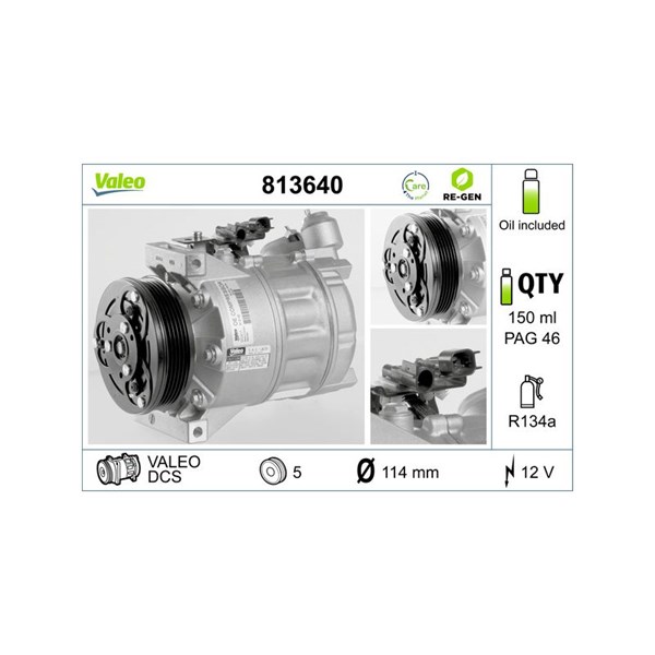 Kompressor, klimatanläggning 12V Valeo 813640 VALEO
