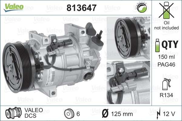 Kompressor, klimatanläggning 12V Valeo 813647 VALEO