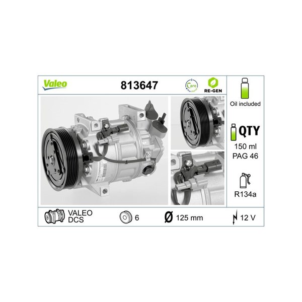 Kompressor, klimatanläggning 12V Valeo 813647 VALEO