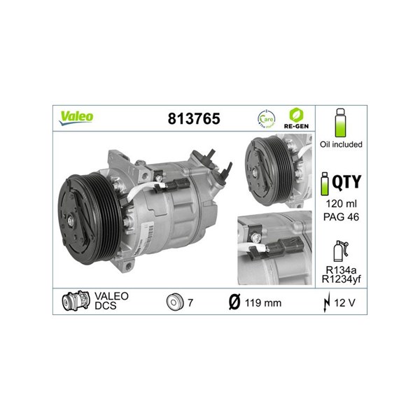 Kompressor, klimatanläggning 12V Valeo 813765 VALEO Kompressor, klimatanläggning 12V Valeo 813765 VALEO