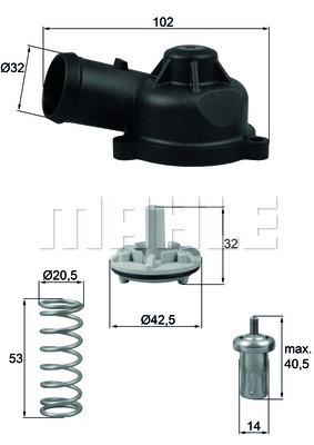 Termostat, kylvätska Mahle TI 244 83D MAHLE