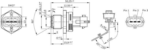 Sensor, bränsletryck Bosch 0 281 002 930 BOSCH