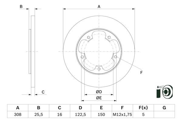 Bromsskiva Solid, Bakaxel Bosch 0 986 479 F44 BOSCH