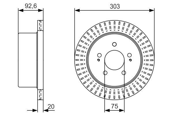 Bromsskiva Ventilerad, Bakaxel Bosch 0 986 479 V26 BOSCH