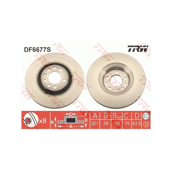 Bromsskiva Ventilerad, Framaxel Trw DF6677S TRW