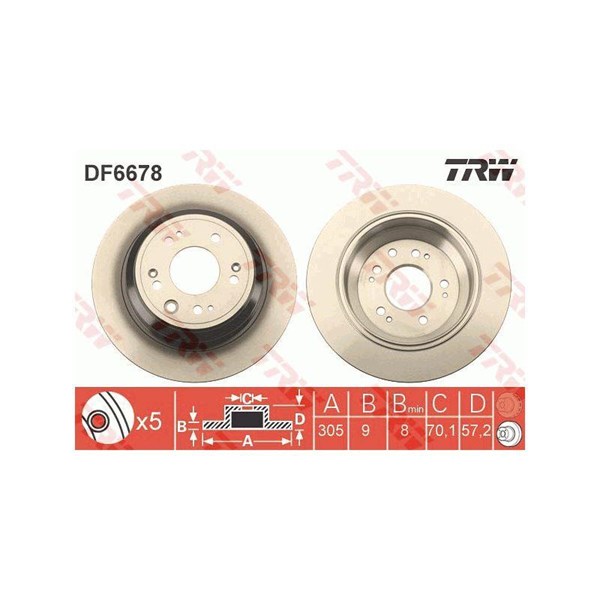Bromsskiva Solid, Bakaxel Trw DF6678 TRW