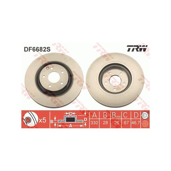 Bromsskiva Ventilerad, Framaxel Trw DF6682S TRW