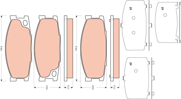 Bromsbeläggsats, Framaxel Trw GDB3423 TRW