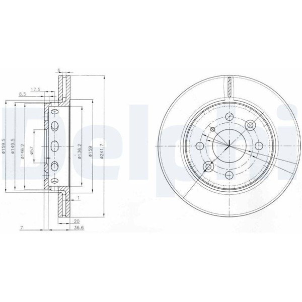 Bromsskiva Ventilerad, Framaxel Delphi BG3074 DELPHI
