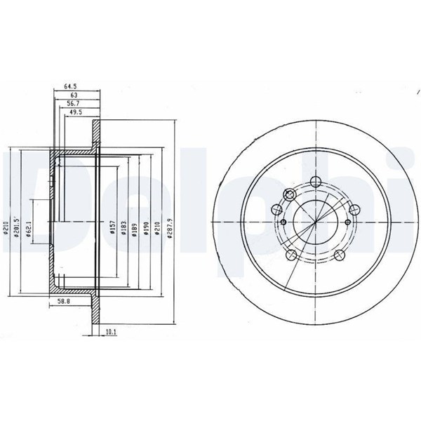 Bromsskiva Solid, Bakaxel Delphi BG4180 DELPHI