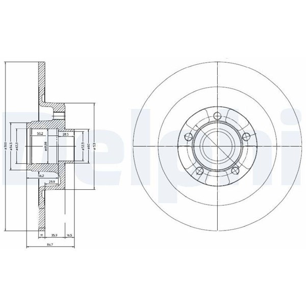 Bromsskiva Solid, Bakaxel Delphi BG9024RS DELPHI