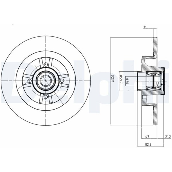 Bromsskiva Solid, Bakaxel Delphi BG9030RS DELPHI