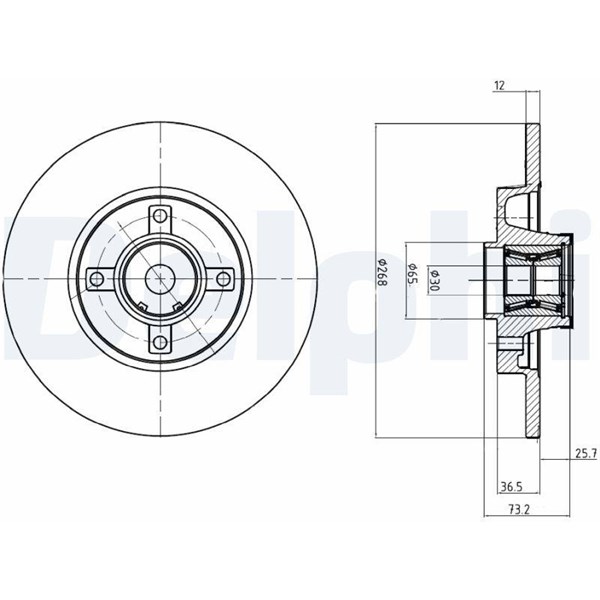 Bromsskiva Solid, Bakaxel Delphi BG9053RSC DELPHI