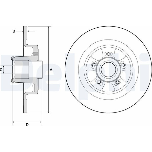 Bromsskiva Solid, Bakaxel Delphi BG9133RS DELPHI