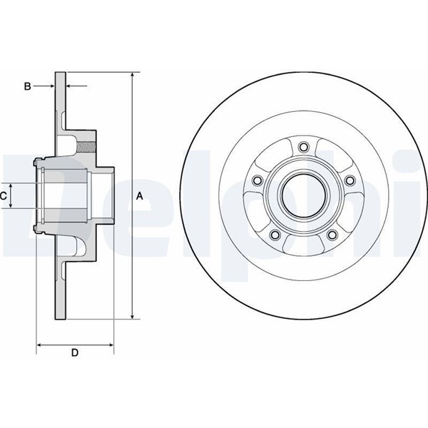 Bromsskiva Solid, Bakaxel Delphi BG9134RS DELPHI