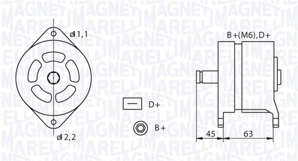 Generator 28V 35A Magneti marelli 063320070010 MAGNETI MARELLI