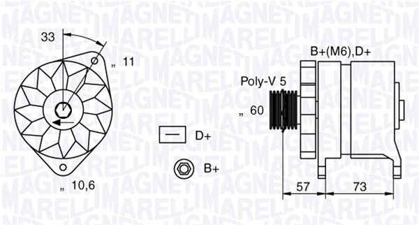 Generator 12V 65A Magneti marelli 063321156010 MAGNETI MARELLI