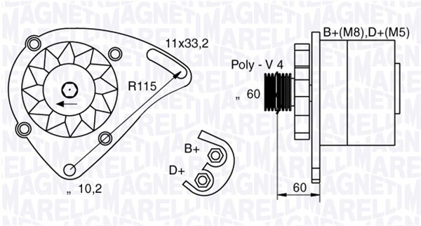 Generator 12V 65A Magneti marelli 063321600010 MAGNETI MARELLI