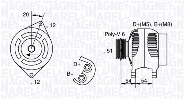 Generator 12V 90A Magneti marelli 063321836010 MAGNETI MARELLI