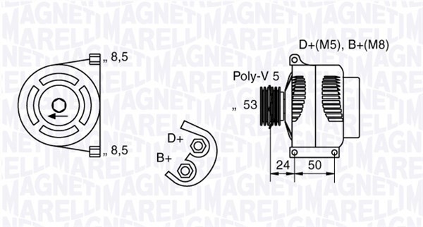 Generator 12V 105A Magneti marelli 063377007010 MAGNETI MARELLI Generator 12V 105A Magneti marelli 063377007010 MAGNETI MARELLI