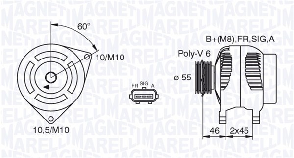 Generator 12V 80A Magneti marelli 063380002010 MAGNETI MARELLI