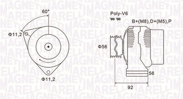 Generator 12V 120A Magneti marelli 063731299010 MAGNETI MARELLI