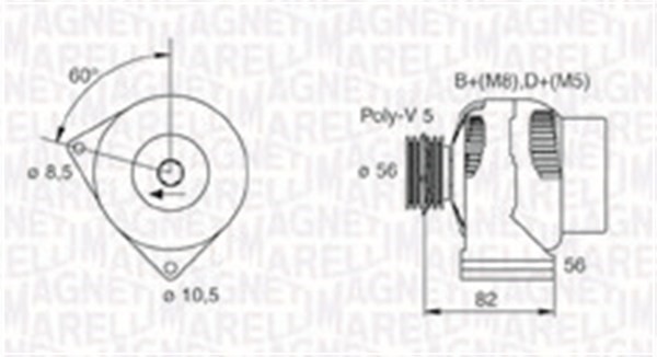 Generator 12V 70A Magneti marelli 063731305010 MAGNETI MARELLI