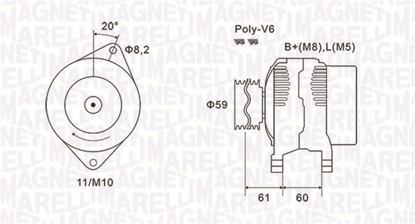 Generator 14V 120A Magneti marelli 063731643010 MAGNETI MARELLI Generator 14V 120A Magneti marelli 063731643010 MAGNETI MARELLI
