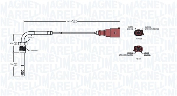 Sensor, avgastemperatur Magneti marelli 172000165010 MAGNETI MARELLI