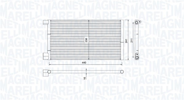 Kondensor, klimatanläggning Magneti marelli 350203731000 MAGNETI MARELLI