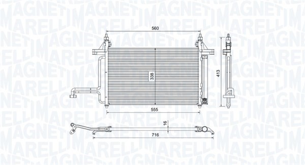 Kondensor, klimatanläggning Magneti marelli 350203732000 MAGNETI MARELLI