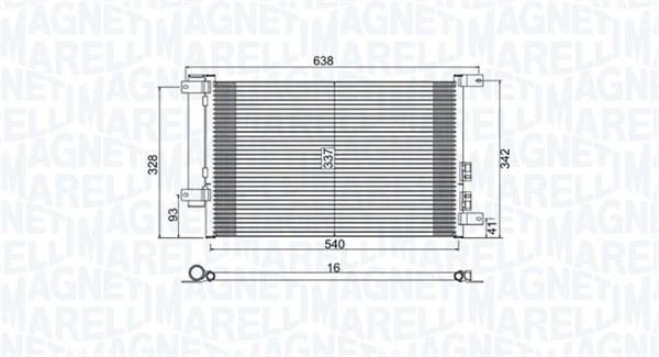 Kondensor, klimatanläggning Magneti marelli 350203733000 MAGNETI MARELLI