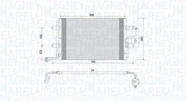 Kondensor, klimatanläggning Magneti marelli 350203735000 MAGNETI MARELLI