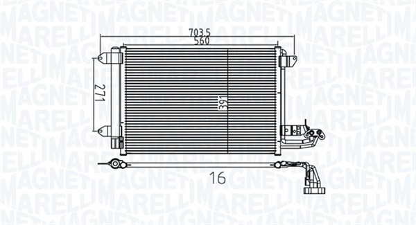 Kondensor, klimatanläggning Magneti marelli 350203737000 MAGNETI MARELLI