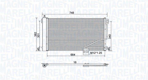 Kondensor, klimatanläggning Magneti marelli 350203738000 MAGNETI MARELLI