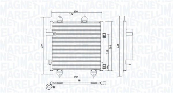 Kondensor, klimatanläggning Magneti marelli 350203753000 MAGNETI MARELLI