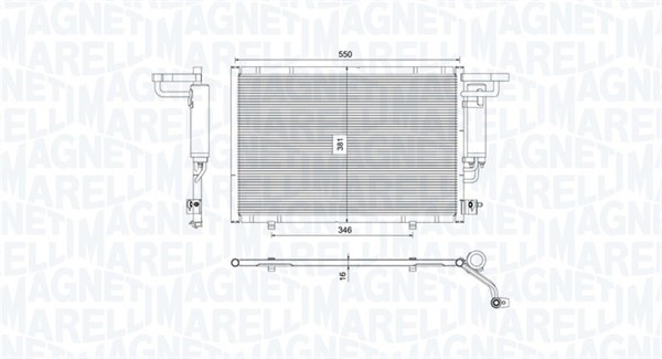 Kondensor, klimatanläggning Magneti marelli 350203754000 MAGNETI MARELLI