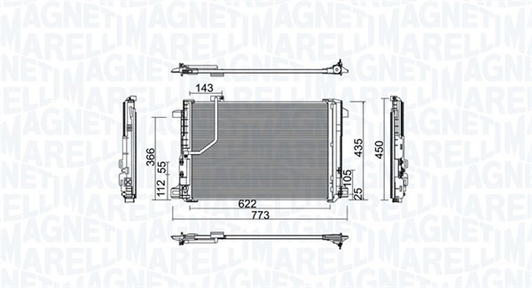 Kondensor, klimatanläggning Magneti marelli 350203755000 MAGNETI MARELLI
