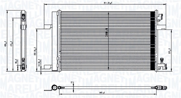 Kondensor, klimatanläggning Magneti marelli 350203760000 MAGNETI MARELLI