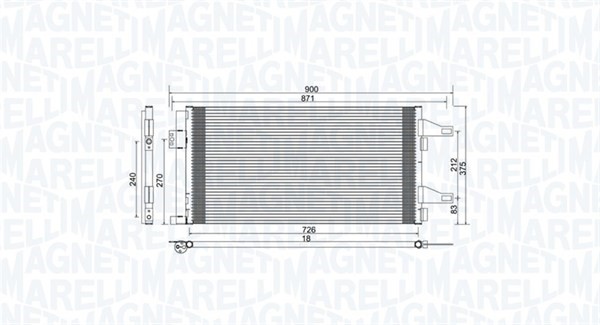 Kondensor, klimatanläggning Magneti marelli 350203761000 MAGNETI MARELLI
