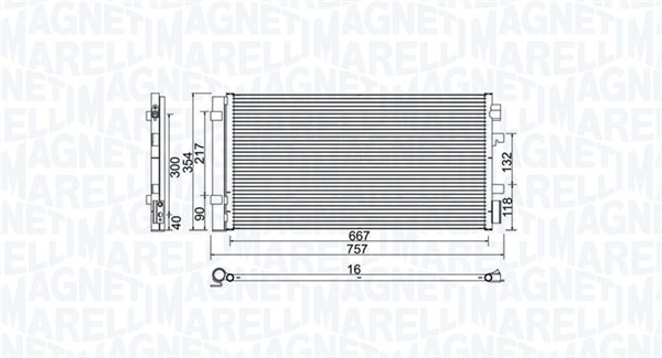 Kondensor, klimatanläggning Magneti marelli 350203762000 MAGNETI MARELLI