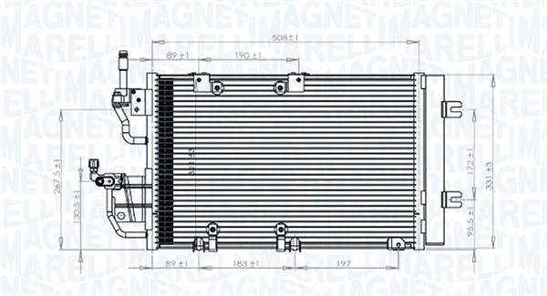 Kondensor, klimatanläggning Magneti marelli 350203771000 MAGNETI MARELLI