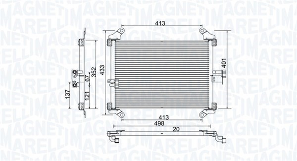Kondensor, klimatanläggning Magneti marelli 350203772000 MAGNETI MARELLI