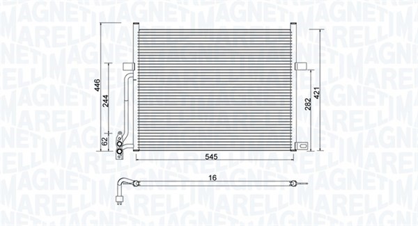 Kondensor, klimatanläggning Magneti marelli 350203776000 MAGNETI MARELLI