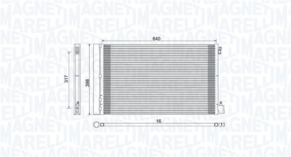 Kondensor, klimatanläggning Magneti marelli 350203779000 MAGNETI MARELLI