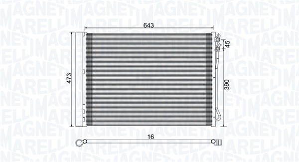 Kondensor, klimatanläggning Magneti marelli 350203781000 MAGNETI MARELLI