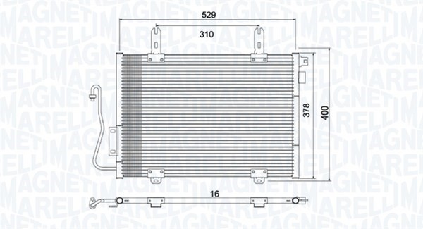 Kondensor, klimatanläggning Magneti marelli 350203782000 MAGNETI MARELLI
