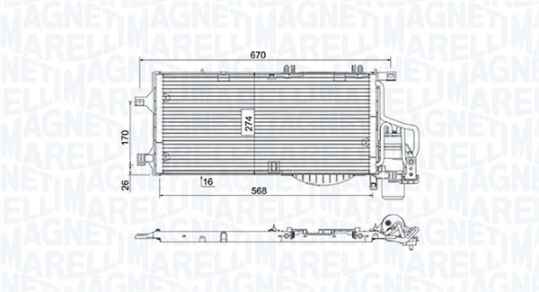 Kondensor, klimatanläggning Magneti marelli 350203783000 MAGNETI MARELLI