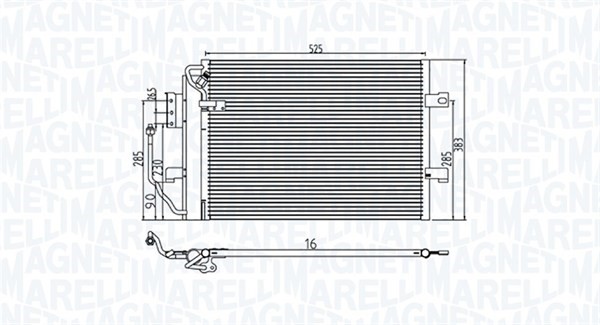 Kondensor, klimatanläggning Magneti marelli 350203785000 MAGNETI MARELLI